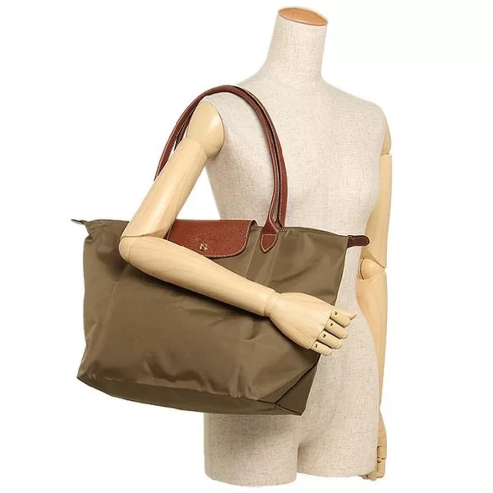 Longchamp Le Pliage tote bag w brown leather